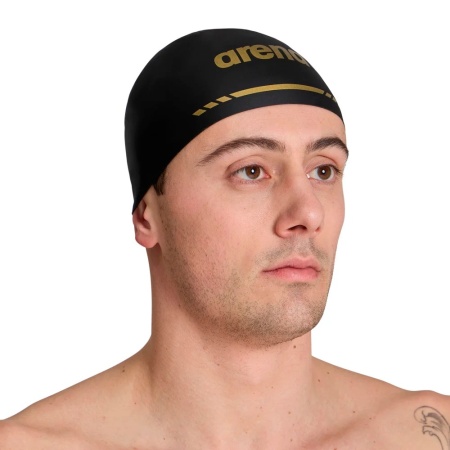 Шапочка для плавания Arena Soft 3D, черный/золотой