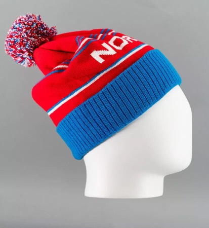 Шапка Nordski Stripe Blue Rus NSV470702, акрил, красный/голубой