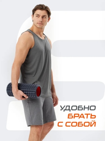 Ролик массажный StarFit FA-528, разм. 33 х 14 см, EVA/ПВХ, низкая жесткость, синий/красный