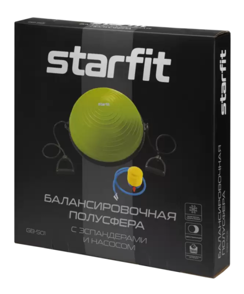 Полусфера "BOSU" StarFit GB-501, с эспандерами, с насосом, зеленый