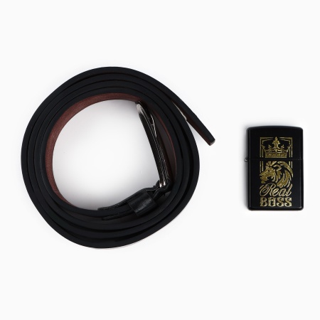 Зажигалка бензиновая и ремень «Всегда №1» 10417682, 11,2 х 4,2 х 11,2 см