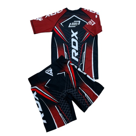 Рашгард 2 в 1 для MMA RDX MMA World 8506, футболка/шорты, красный