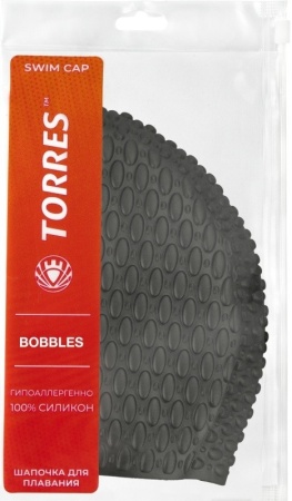 Шапочка для плавания Torres Bobbles SW-12204BK, силикон, черный