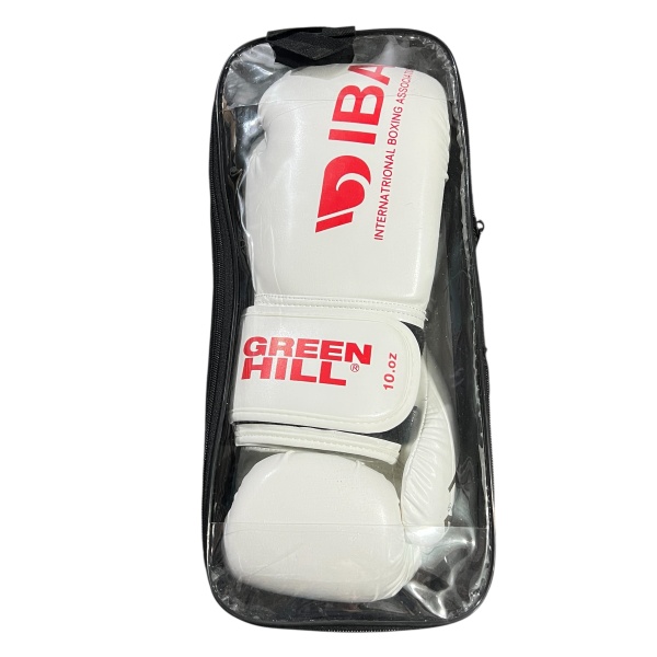Перчатки для бокса Green Hill IBA арт.102319, белый/красный лого
