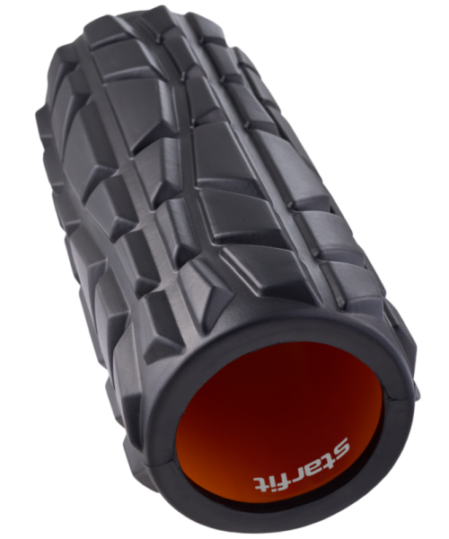Ролик массажный StarFit FA-509, высокая жесткость, разм. 33 x 13.5 cм, черный/оранжевый