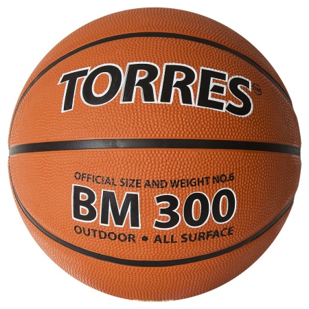 Мяч баскетбольный Torres BM300, B02016, резина, бутил. камера, разм. 6