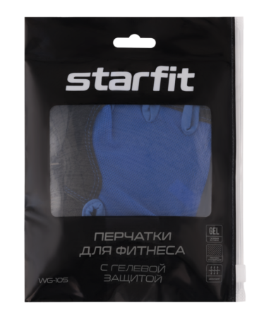 Перчатки для фитнеса StarFit WG-105, черный/синий