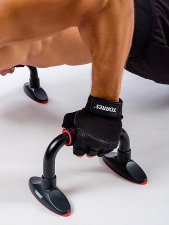 Упоры для отжимания Torres Push-Up Bars PL5015, металл, эрг. форма, съем. основания, черный/красный