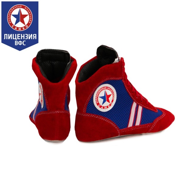 Борцовки для самбо КрепышЯ "Атака", красный/синий