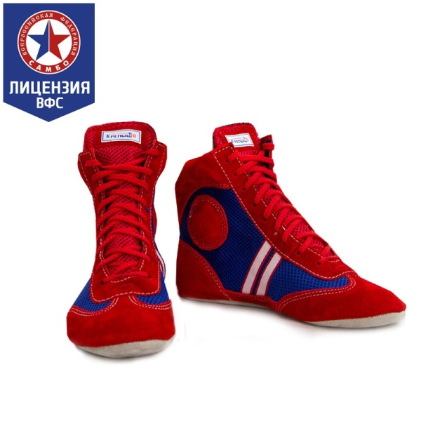 Борцовки для самбо КрепышЯ "Атака", красный/синий