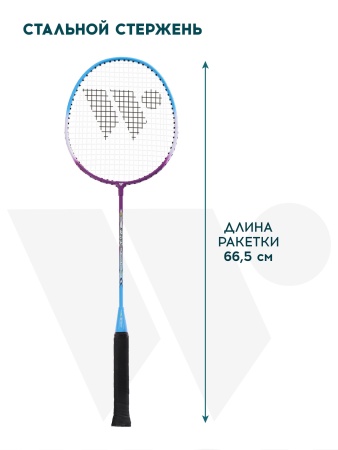 Набор для бадминтона Wish Steeltec 216, алюминий, 2 ракетки, 2 волана, розовый/синий