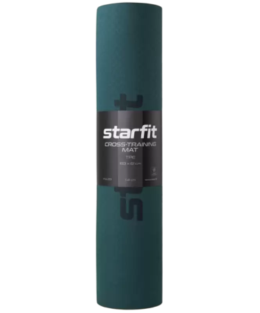Коврик для йоги StarFit FM-201, ТПЭ, 6 мм, разм. 183 х 61 см, черный/холодный океан
