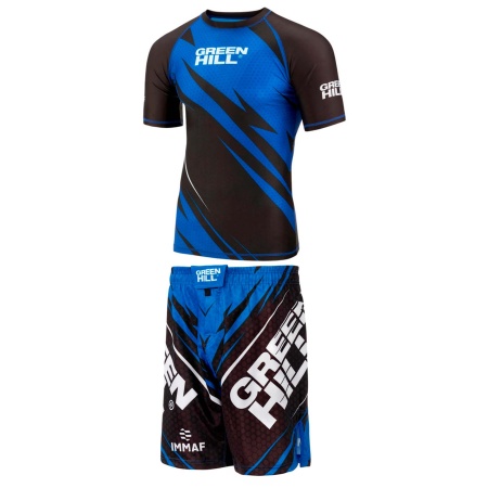 Рашгард 2 в 1 для MMA Green Hill, взрослый, футболка/шорты, синий, разм. 28