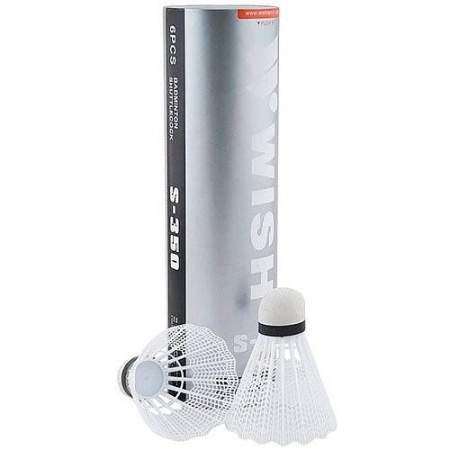 Волан для бадминтона Wish S-350, ПВХ, 6 шт., белый