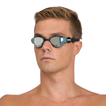 Очки для плавания Arena Cobra Tri Swipe Mirror 002508-560, серебристые линзы, зеленый/черный