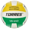 Мяч волейбольный Torres VB 650, V32425, р.5, синт.кожа полиуретан, клееный, бут.кам, бел/зелен/желт