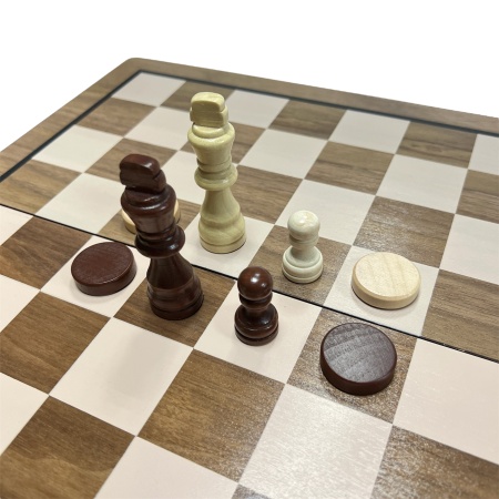 Шахматы-шашки Power Sports Magnetic Board C4501, разм. 390 х 390 мм, с чехлом, магнитные, дерево