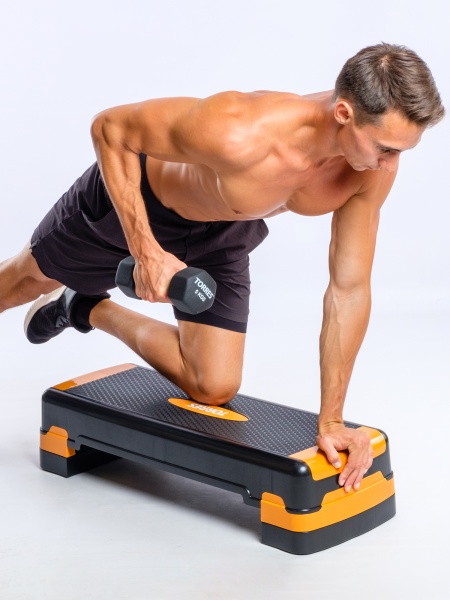 Степ-платформа Torres AL1023, 3-х уровневая, разм. 90 х 34 х 25 см, черный/оранжевый