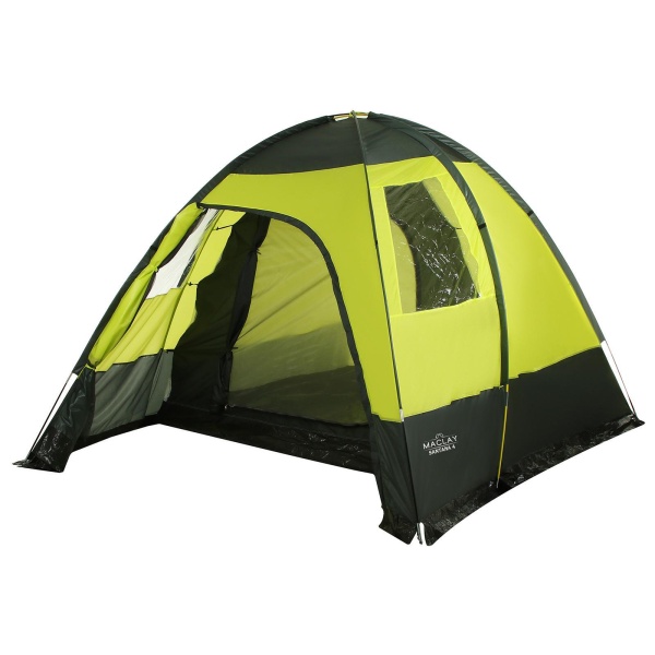 Палатка туристическая Maclay Santana 4, разм. 280 x 380 x 200 см, 4-местная, двухслойная, желтый