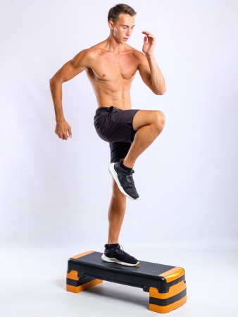 Степ-платформа Torres AL1023, 3-х уровневая, разм. 90 х 34 х 25 см, черный/оранжевый