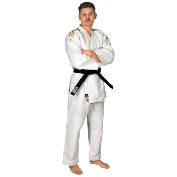 Кимоно для дзюдо Adidas 5523, белый/желтый, разм. 140 см
