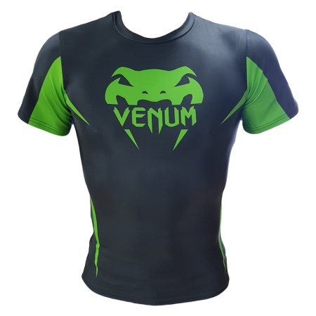 Футболка для MMA Venum "Logo/BackName", черный/зеленый, разм. L