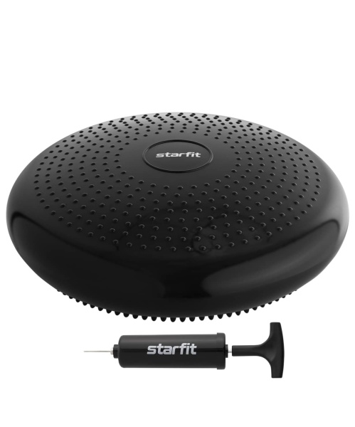 Подушка балансировочная StarFit BP-104, с насосом, до 200 кг, диам. 33 см, черный