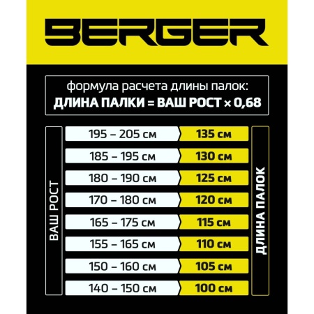 Палки для скандинавской ходьбы Berger Explorer 3х-секционные, 67-135 см