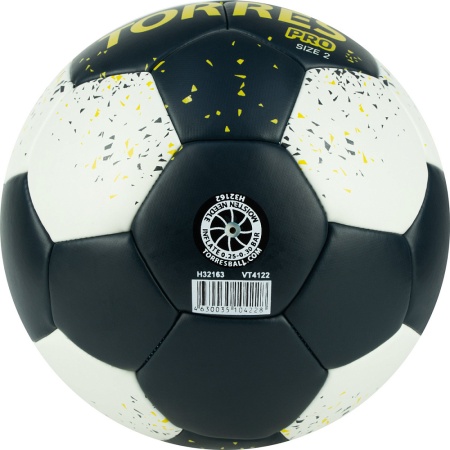 Мяч гандбольный Torres Pro H32162, ПУ, 4 подкл. слоев, гибрид сшивка, черный/белый, разм. 2