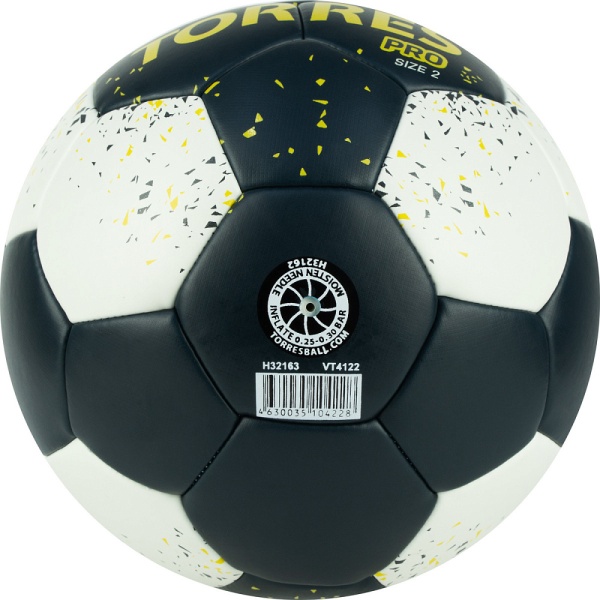 Мяч гандбольный Torres Pro H32162, ПУ, 4 подкл. слоев, гибрид сшивка, черный/белый, разм. 2