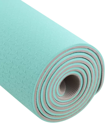 Коврик для йоги StarFit FM-201, ТПЭ, 6 мм, разм. 183 х 61 см, мятный/серый