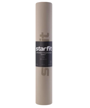 Коврик для йоги StarFit FM-201, ТПЭ, 4 мм, разм. 183 x 61 см, черный/серый