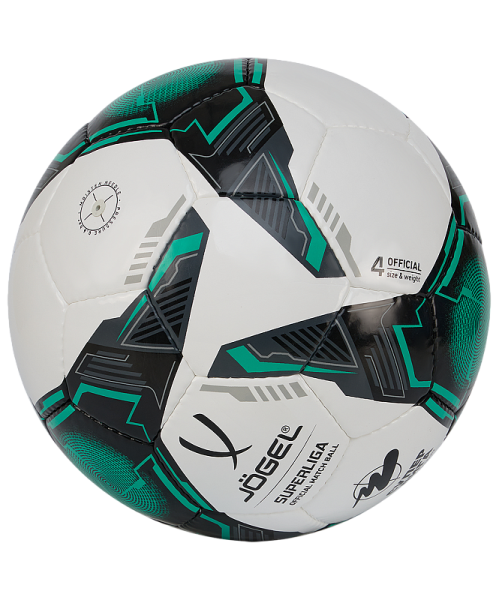 Мяч футзальный Jogel Superliga Replica (ЦБ-00003840), разм. 4, белый/черный/зеленый