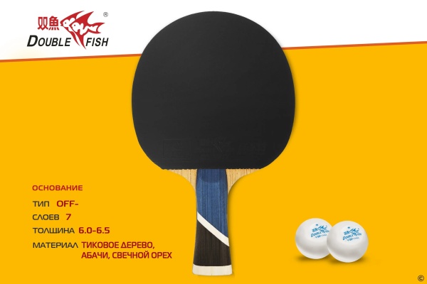 Набор для настольного тенниса Double Fish 5A+C, ITTF Appr, 1 ракетка, 2 шарика