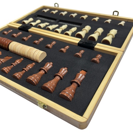 Шахматы-шашки Power Sports Magnetic Board C4501, разм. 390 х 390 мм, с чехлом, магнитные, дерево