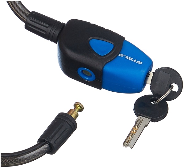 Замок для велосипеда Stels 87701, тросовый, кодовый, 180 см, диам. 10 мм, черный