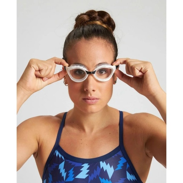 Очки для плавания Arena Air-Bold Swipe 004714-100, прозрачные линзы, белый/черный