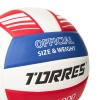 Мяч волейбольный Torres VB 1000, V32415, р.5, синт.кожа (микрофибра), клееный, бут.кам, бел/син/крас