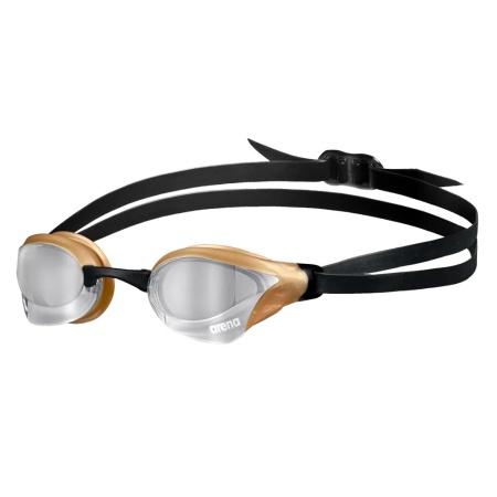 Очки для плавания Arena Cobra Core Swipe Mirror 003251-530, серебрянные линзы, черный/золотой