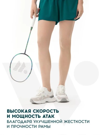 Ракетка для бадминтона Wish Carbon Pro 98, карбон, серый/зеленый