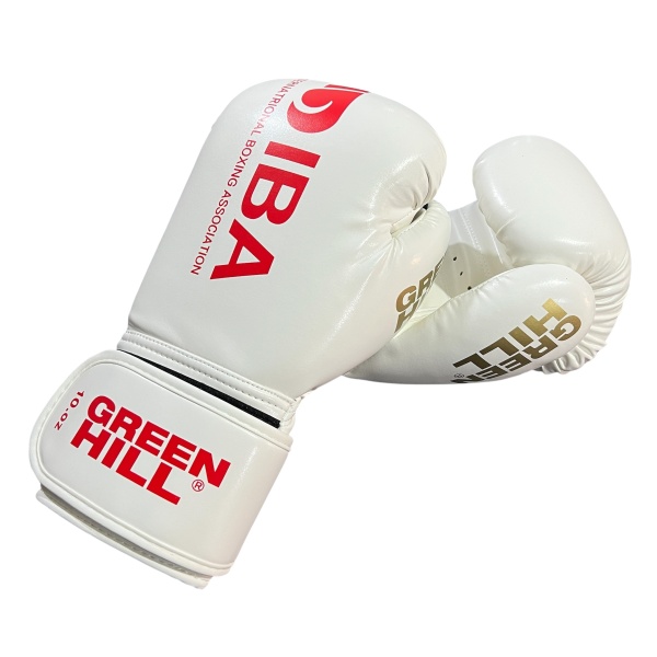Перчатки для бокса Green Hill IBA арт.102319, белый/красный лого