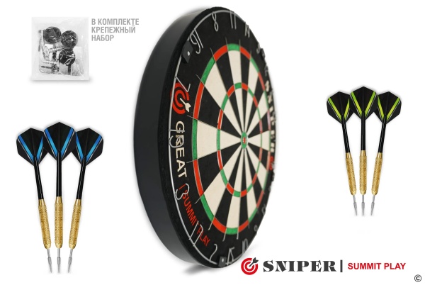 Дартс Sniper Summit Play Great SSP-18GP, диам. 18", дротики 6 шт.