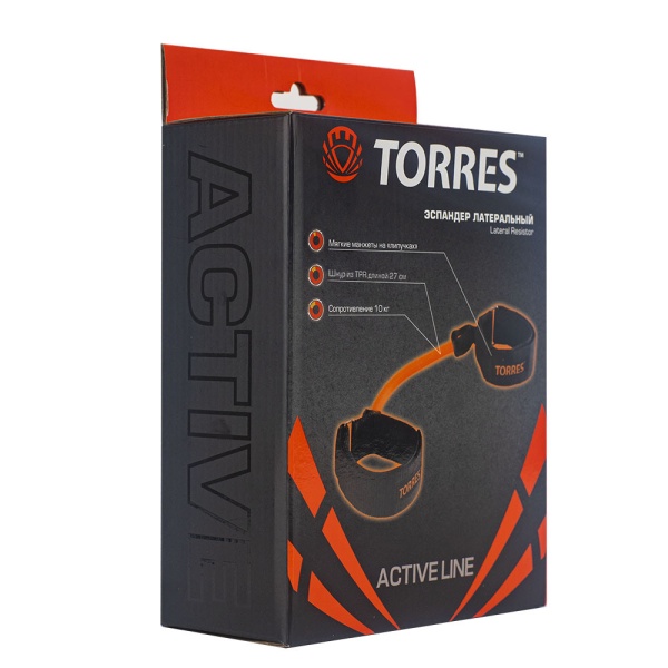 Эспандер латеральный Torres AL0050, 10 кг, 27 см, черный/оранжевый