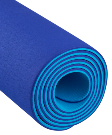 Коврик для йоги StarFit FM-201, ТПЭ, 4 мм, разм. 183 x 61 см, темно-синий/синий