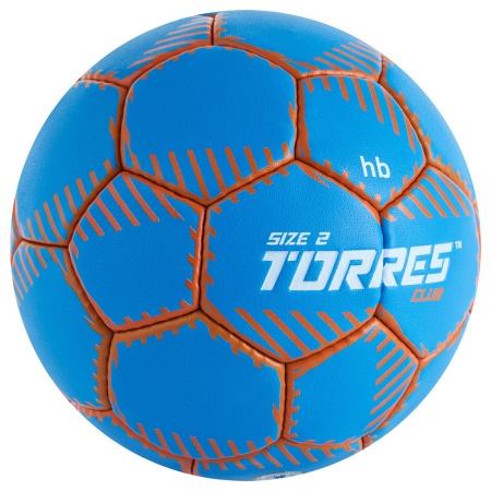 Мяч гандбольный Torres Club H32442, ПУ, 5 подкл. слоев, руч. сшивка, синий, разм. 2