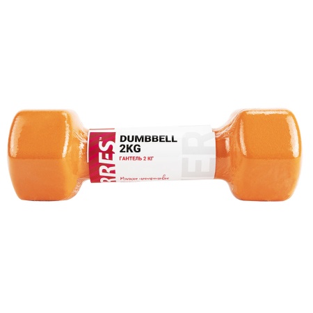 Гантель цельнолитая Torres PL55012, неопрен, 2 кг, оранжевый