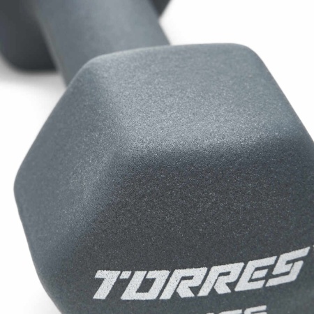 Гантель цельнолитая Torres PL522505, неопрен, 5 кг, серый