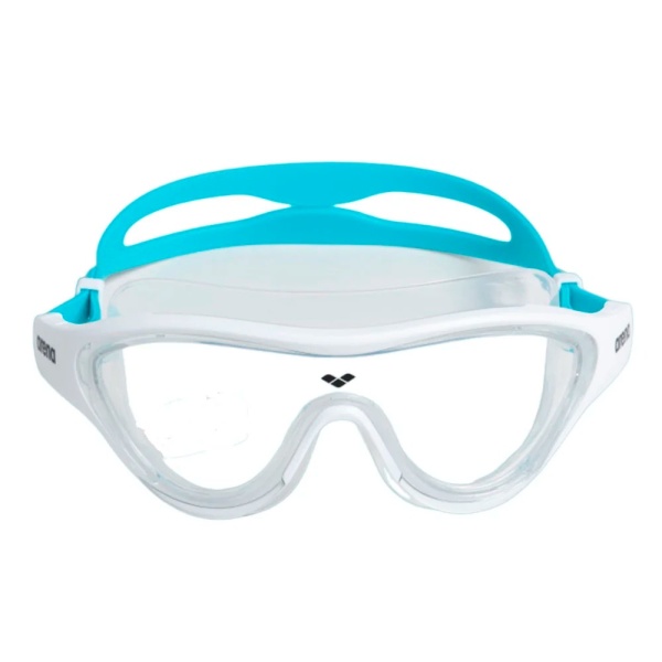 Полумаска для плавания детская Arena The One Mask JR 004309-202, прозрачные линзы, голубой/белый