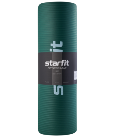 Коврик для йоги StarFit FM-301, NBR-каучук, 12 мм, разм. 183 х 61 см, изумрудный