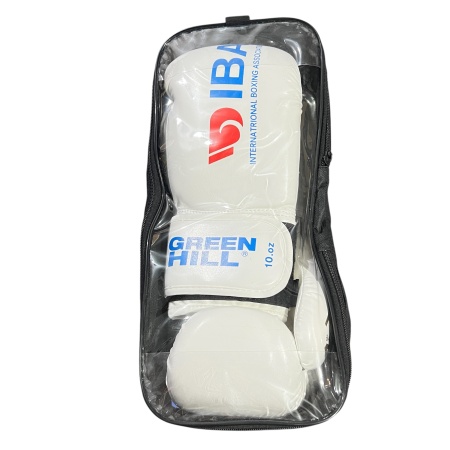 Перчатки для бокса Green Hill IBA арт.102319, белый/синий лого